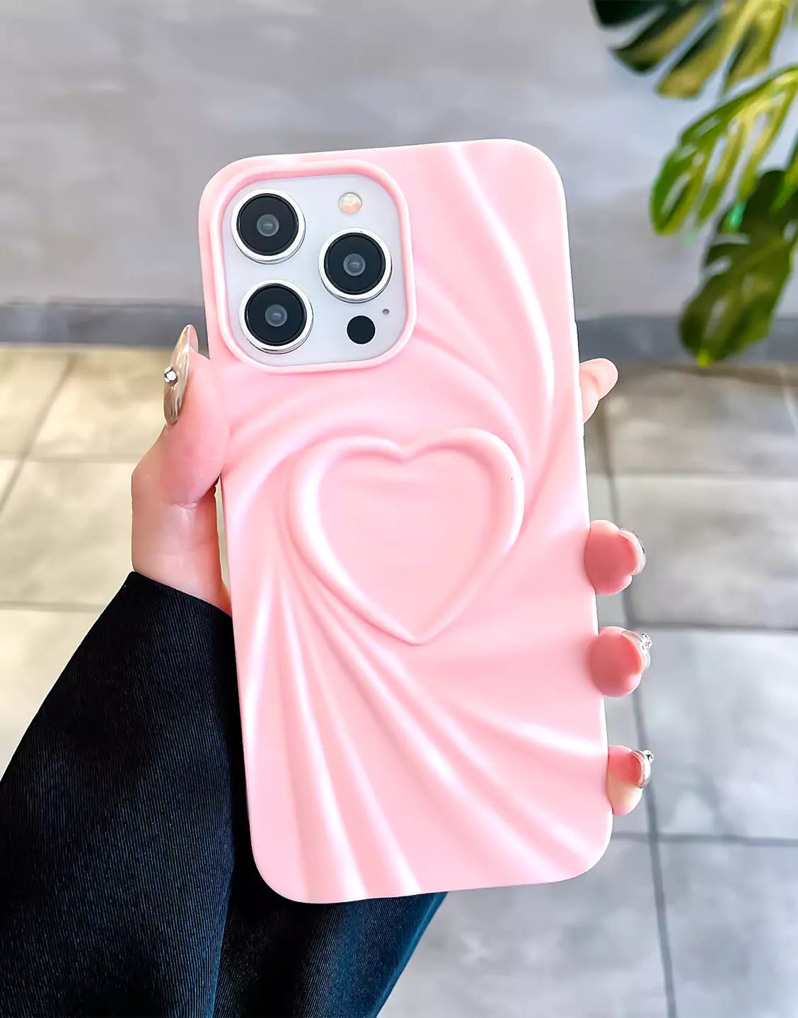 Pretty Pink 3D Wrinkled Heart iPhone Case