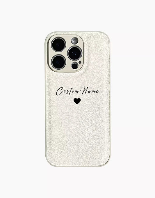 Personalized Custom Name White Leather iPhone Case