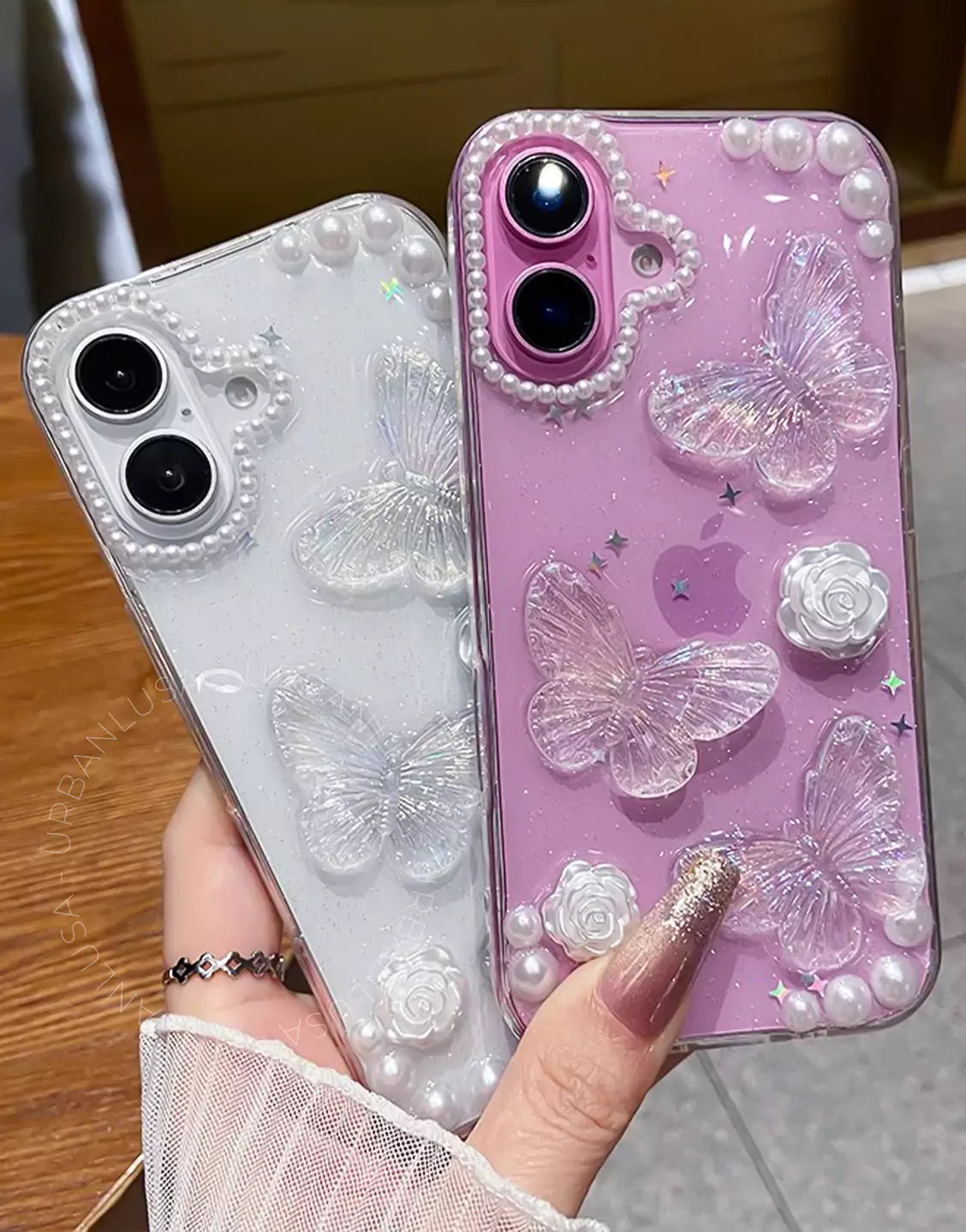 Prachtige glitter bling doorzichtige iPhone-hoes