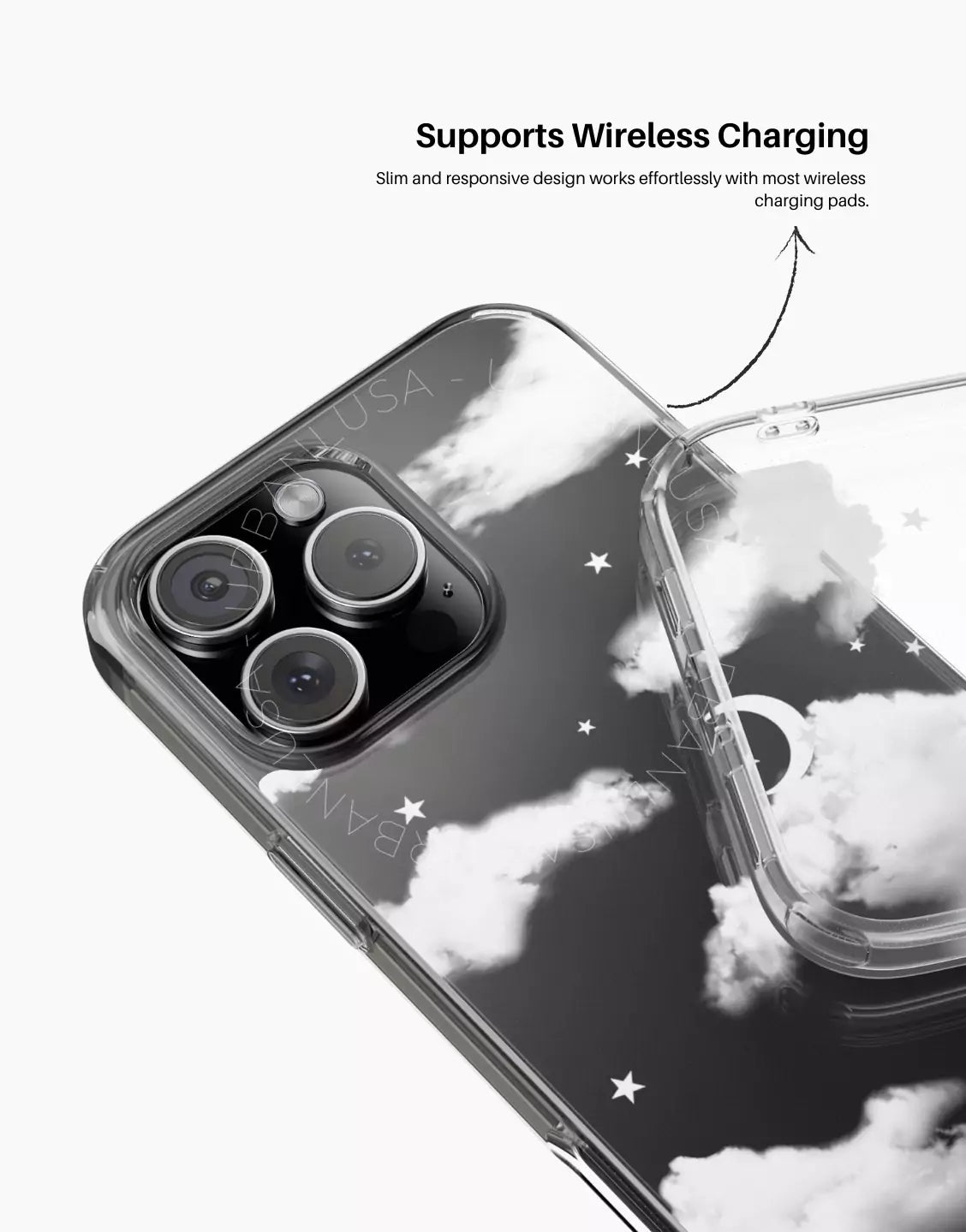 Mooie wolken doorzichtige telefoonhoes iPhone / Samsung