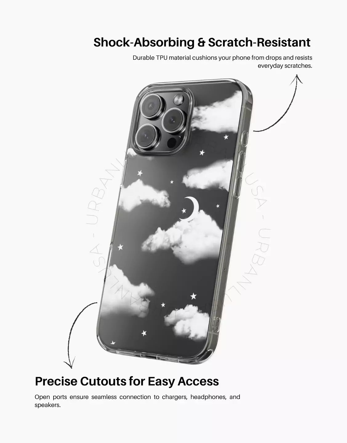 Mooie wolken doorzichtige telefoonhoes iPhone / Samsung