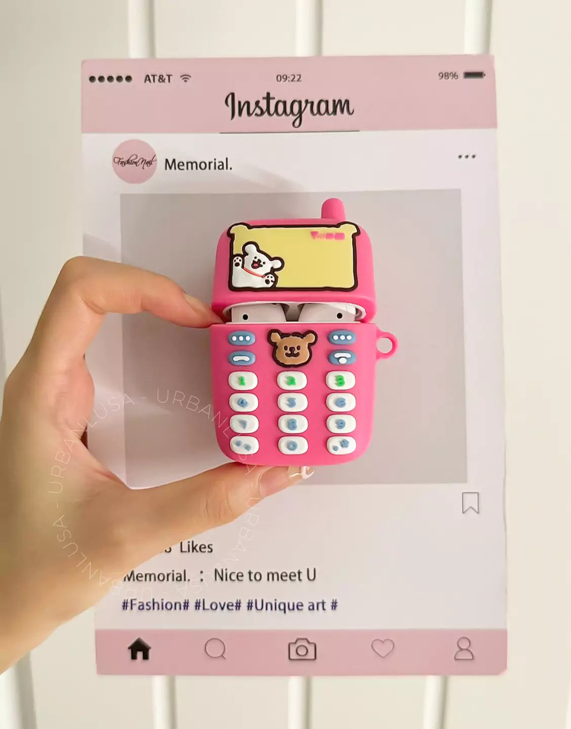 Happy Puppy Pink Classic Phone Style AirPods Pro 2 Case AirPods 3 Case AirPods 1 2 Case, Cute AirPods Case, AirPods Pro Case, Aesthetic AirPods Case