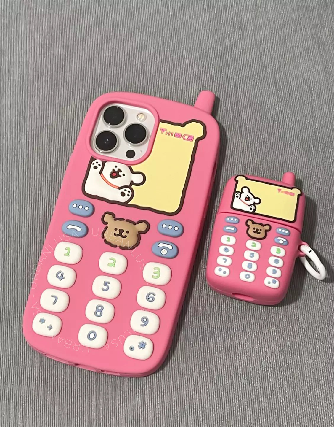 Happy Puppy Pink Classic Phone Style AirPods Pro 2 Case AirPods 3 Case AirPods 1 2 Case, Cute AirPods Case, AirPods Pro Case, Aesthetic AirPods Case