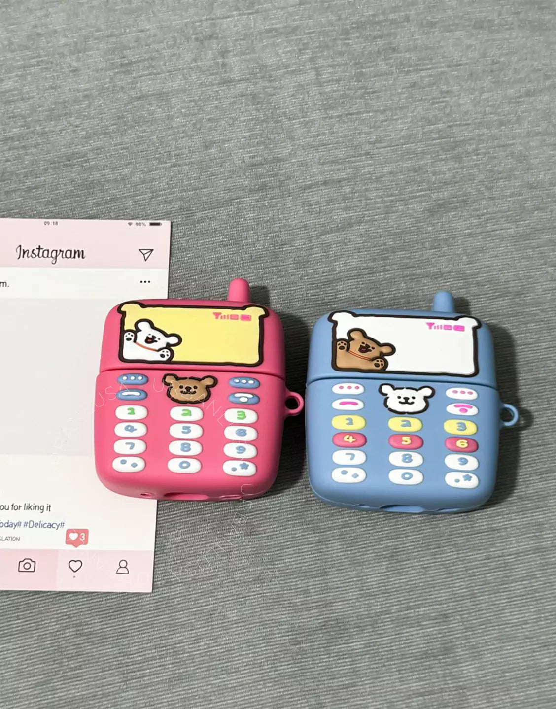 Happy Puppy Pink Classic Phone Style AirPods Pro 2 Case AirPods 3 Case AirPods 1 2 Case, Cute AirPods Case, AirPods Pro Case, Aesthetic AirPods Case