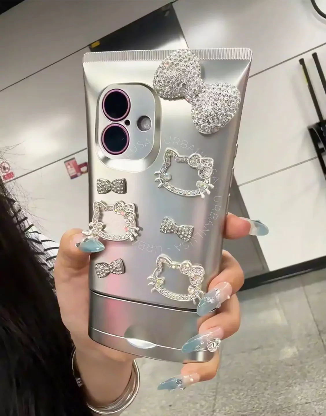 Kawaii KT Silver Electroplating 3D Facial Cleanser iPhone Case