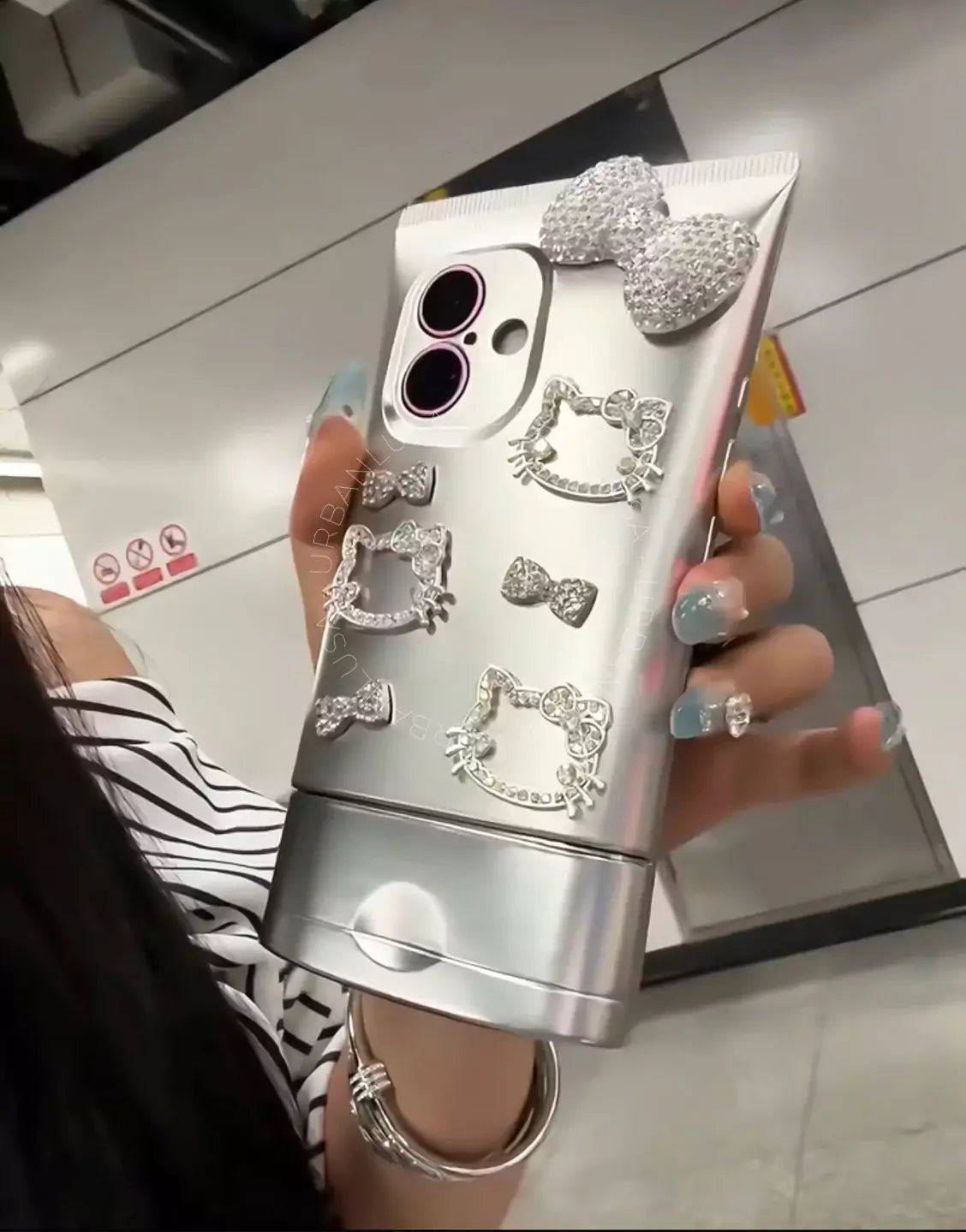Kawaii KT Silver Electroplating 3D Facial Cleanser iPhone Case