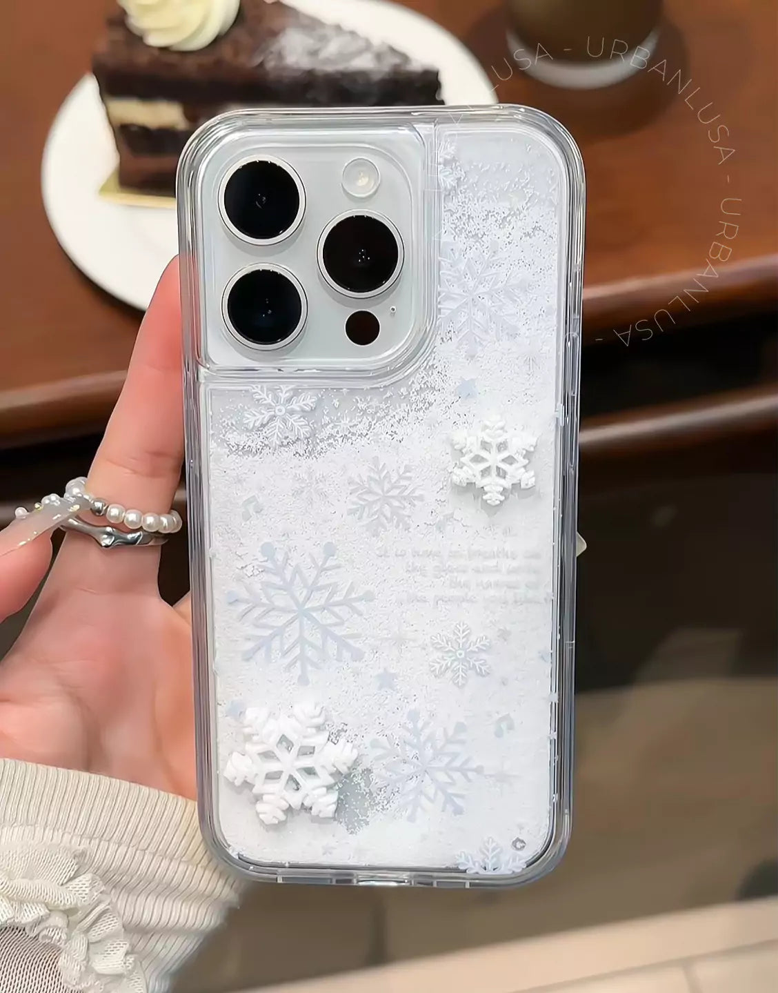Winter Snowflake Quicksand Clear iPhone Case - URBANLUSA