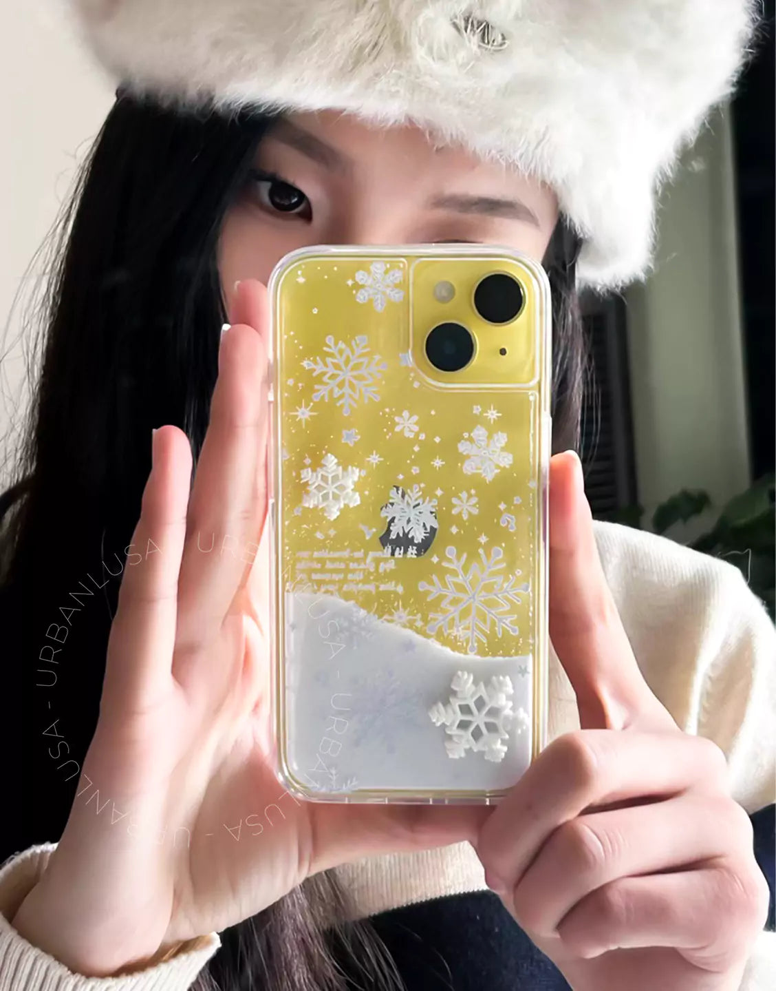 Winter Snowflake Quicksand Clear iPhone Case - URBANLUSA