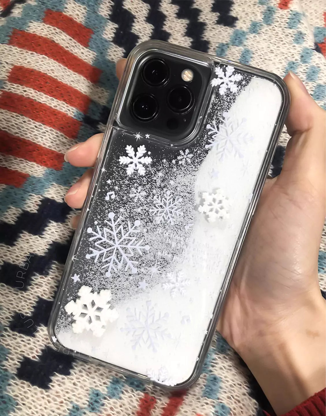 Winter Snowflake Quicksand Clear iPhone Case - URBANLUSA