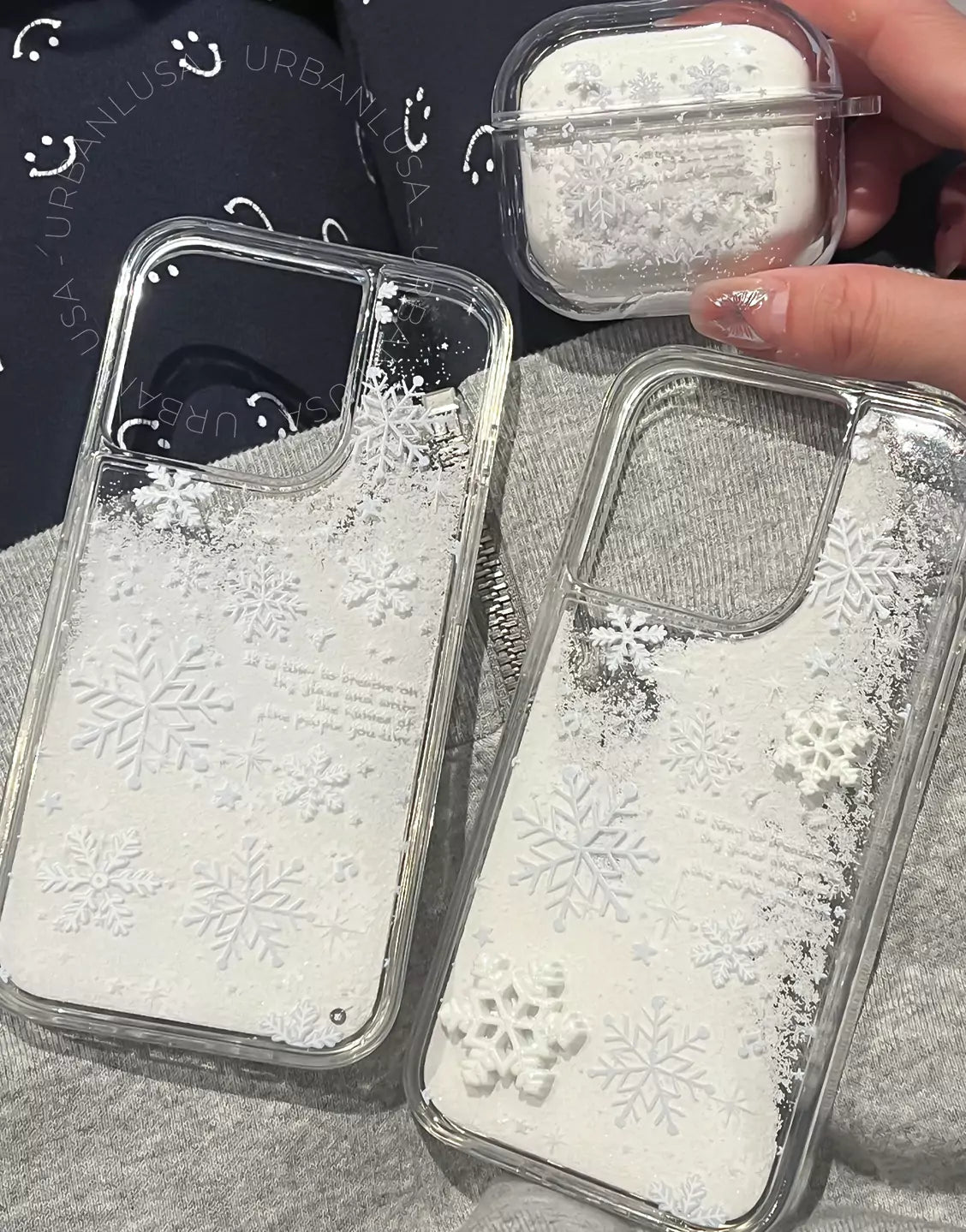 Winter Snowflake Quicksand Clear iPhone Case - URBANLUSA