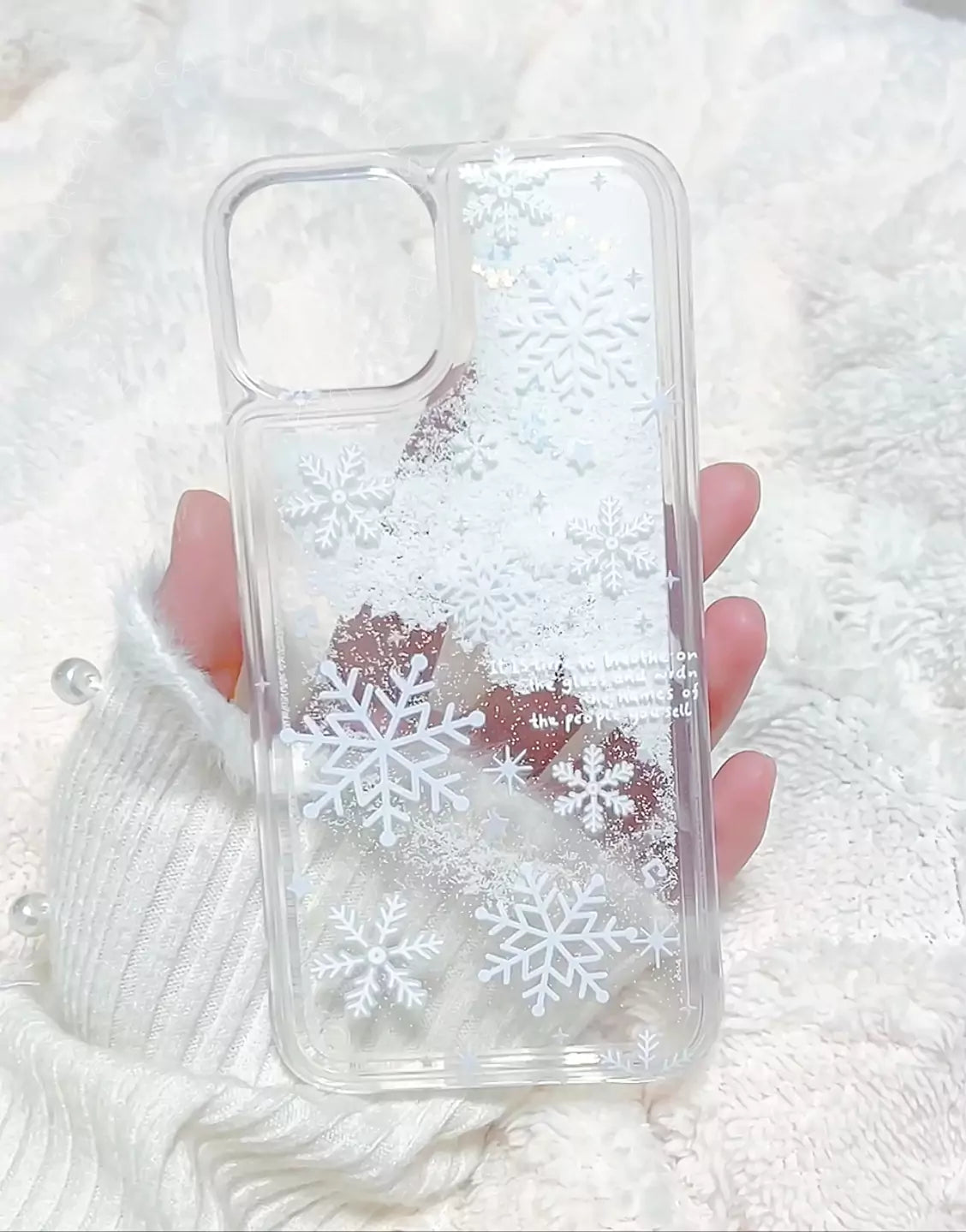 Winter Snowflake Quicksand Clear iPhone Case - URBANLUSA