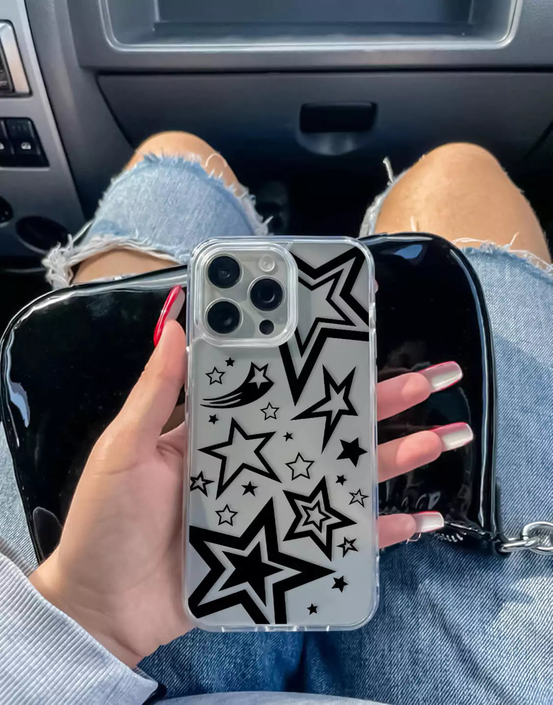 Y2K Black Super Stars iPhone Case