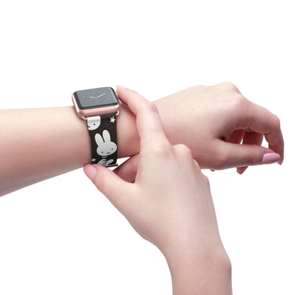 Kawaii Rabbit Stars Aesthetic Vegan Leather Watch Band For Apple Watch
