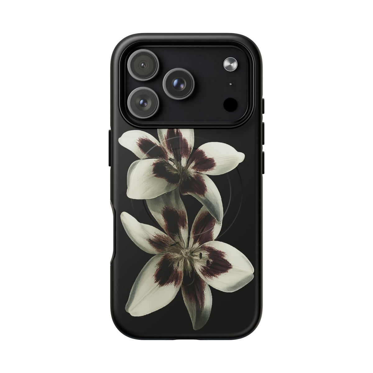 Elegant Midnight Lily Orchid Floral Phone Case for MagSafe iPhone 18 Pro