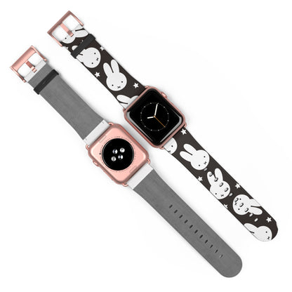 Kawaii Rabbit Stars Aesthetic Vegan Leather Watch Band For Apple Watch