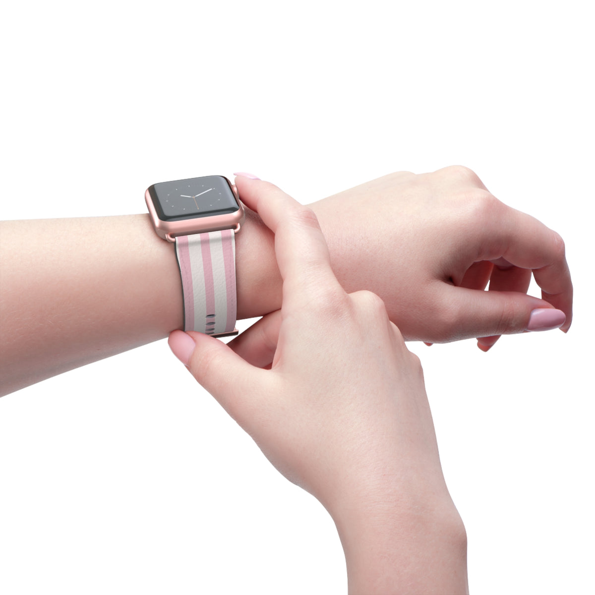 Pink Striped Apple Watch Band — Pastel Stripe Replacement Strap