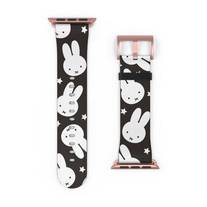 Kawaii Rabbit Stars Aesthetic Vegan Leather Watch Band For Apple Watch