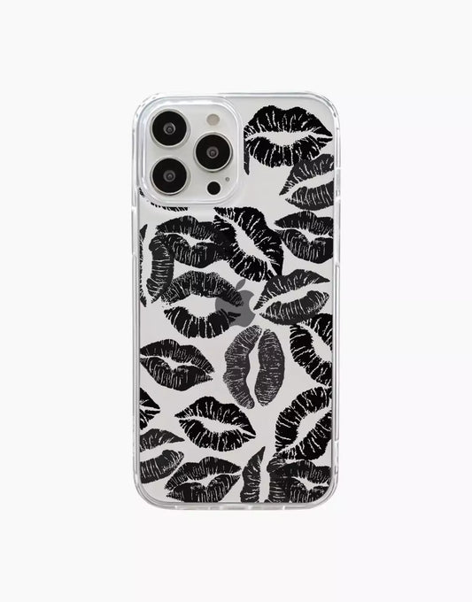 Aesthetic Black Lips iPhone Case - URBANLUSA