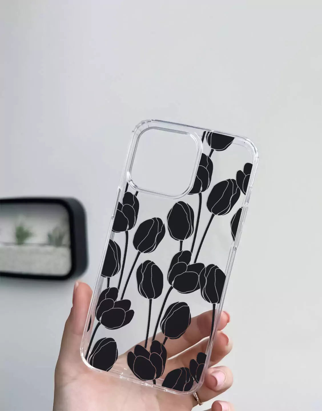 Black Tulips Flower iPhone Case - URBANLUSA