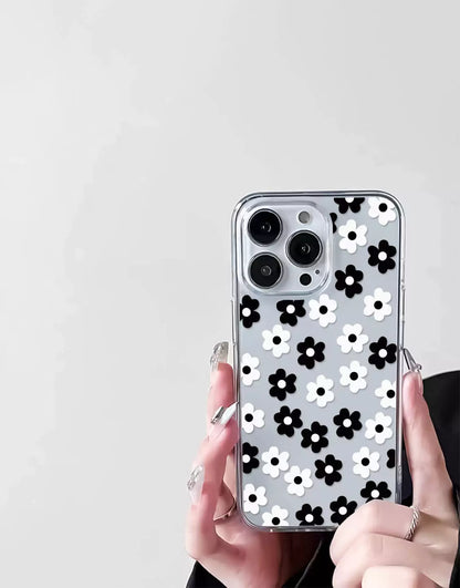 Black and White Flowers iPhone Case - URBANLUSA