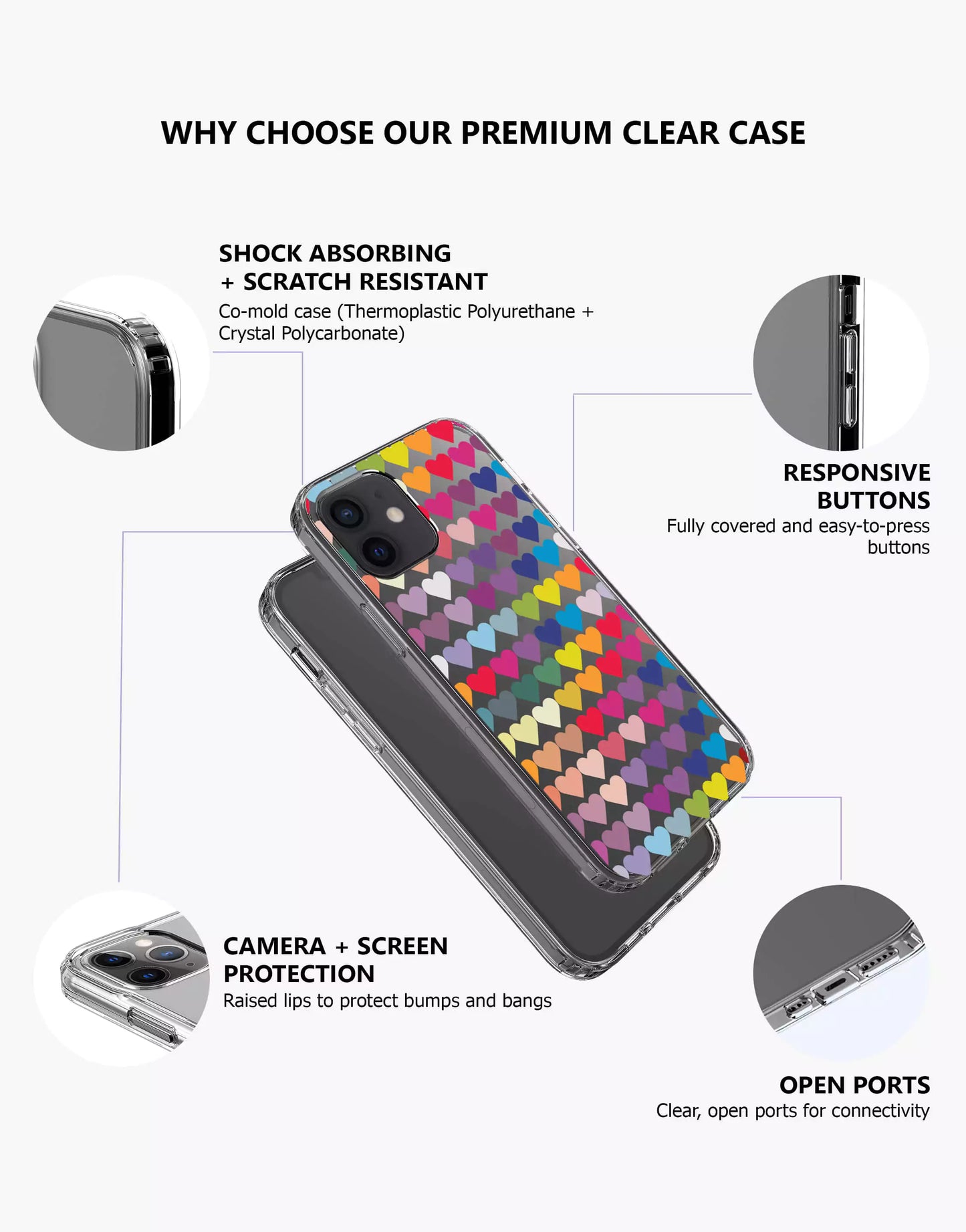 Colorful Hearts iPhone Case - URBANLUSA