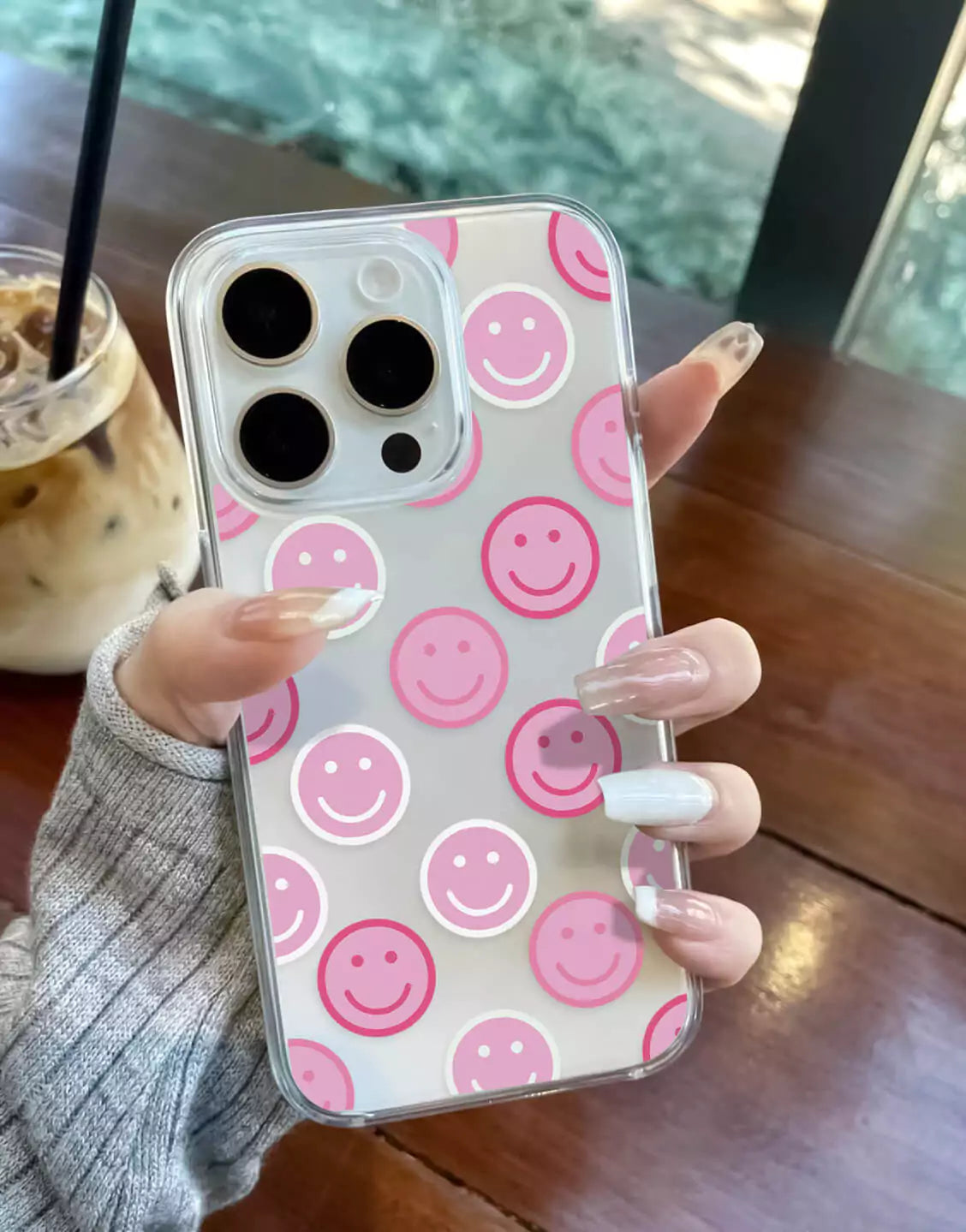 Preppy Pink Smiley Face Phone Case for iPhone 16 15 14 13 12 11 Pro Max VSCO Aesthetic Phone Case iPhone 16 15 14 13 12 11&nbsp;iPhone Case XS Max XR 7 8 Plus SE