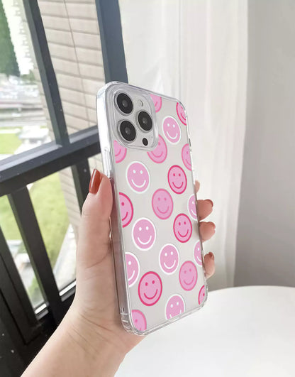 Preppy Pink Smiley Face iPhone Case - URBANLUSA