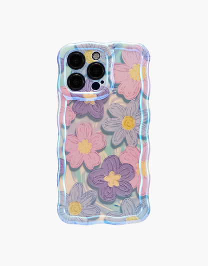 Jolie coque ondulée pour iPhone avec de jolies fleurs colorées