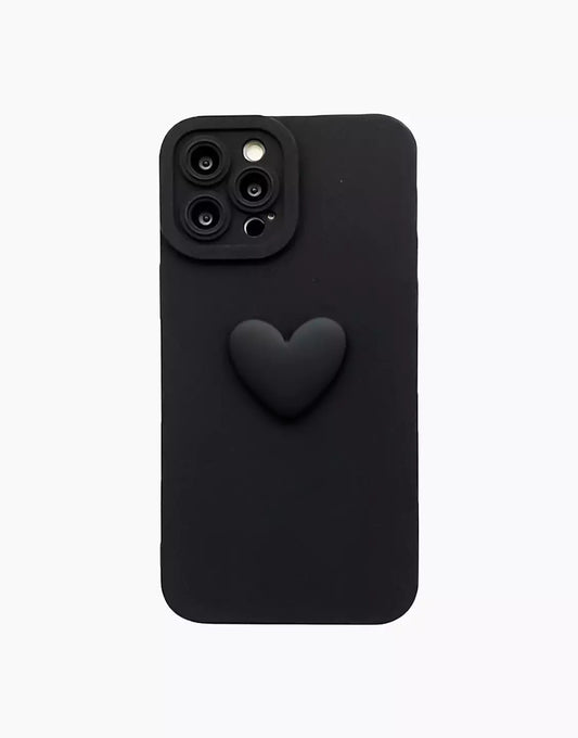 Simple Heart iPhone Case with Wrist Strap in Black