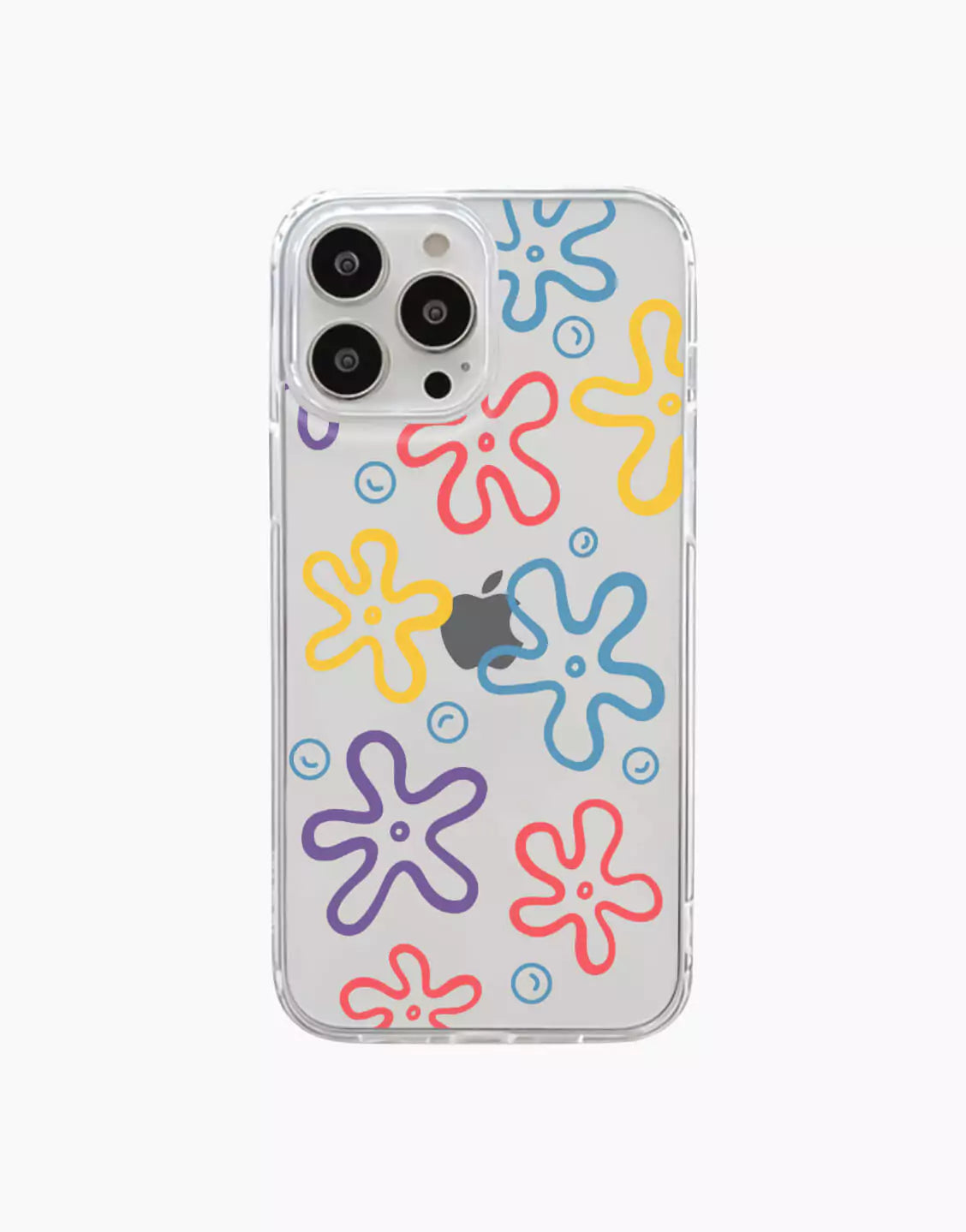 Cute Aesthetic Flowers Bubbles iPhone Case