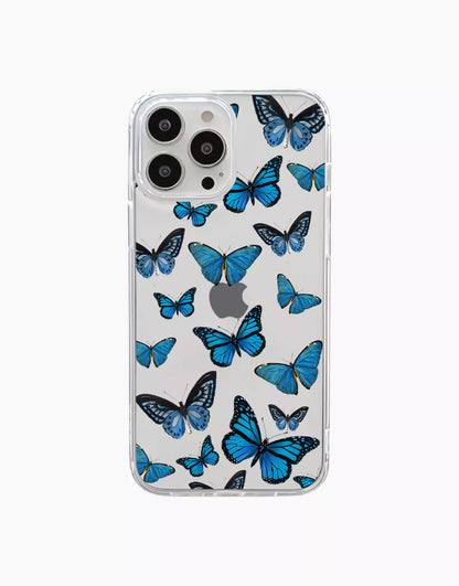 Schattige blauwe vlinder esthetische iPhone-hoes