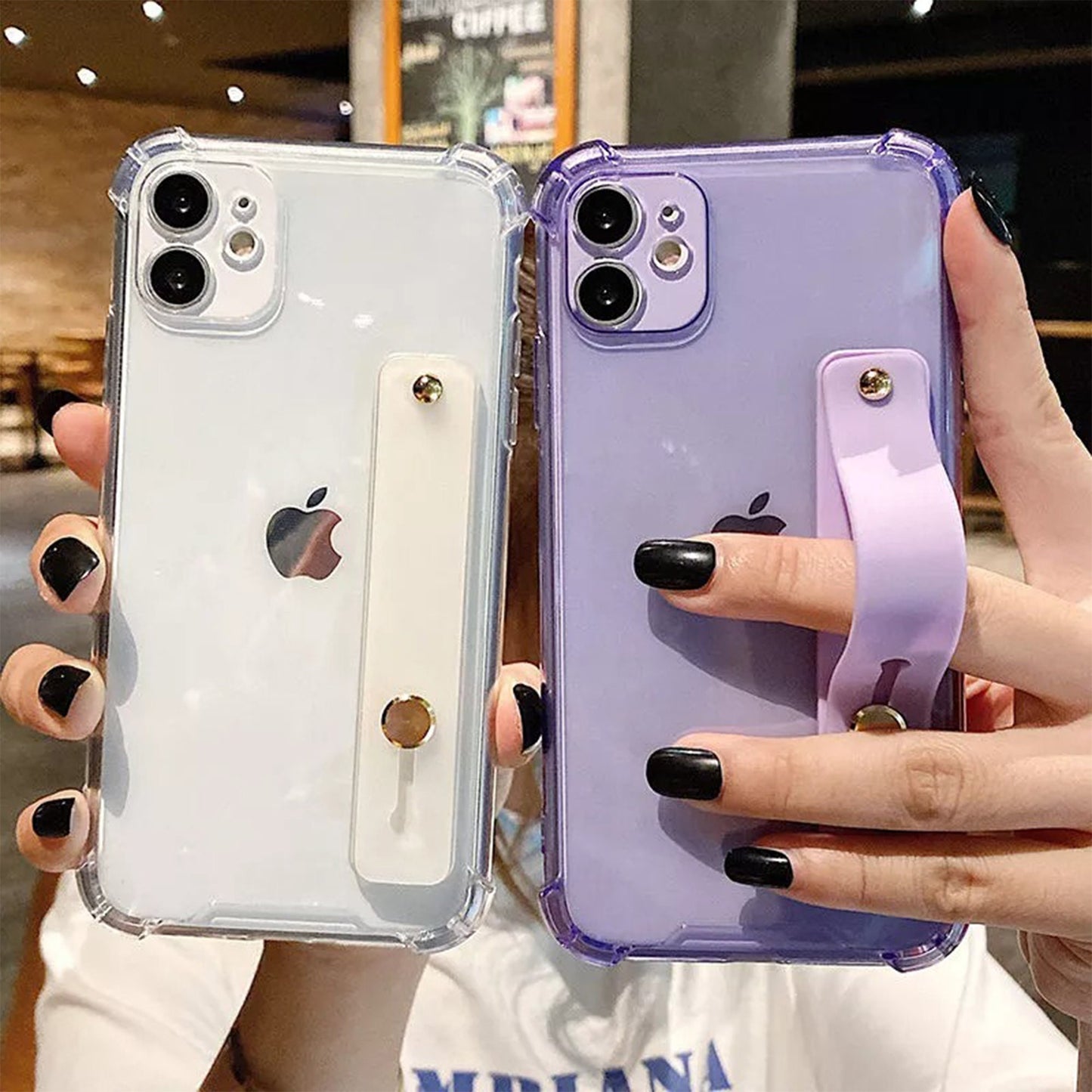 Neon Wrist Strap Transparent iPhone 15 14 13 12 11 Pro Max case Kawaii iPhone 15 14 13 12 11 Pro case Cute iPhone XS Max XR X 8 Plus SE Case