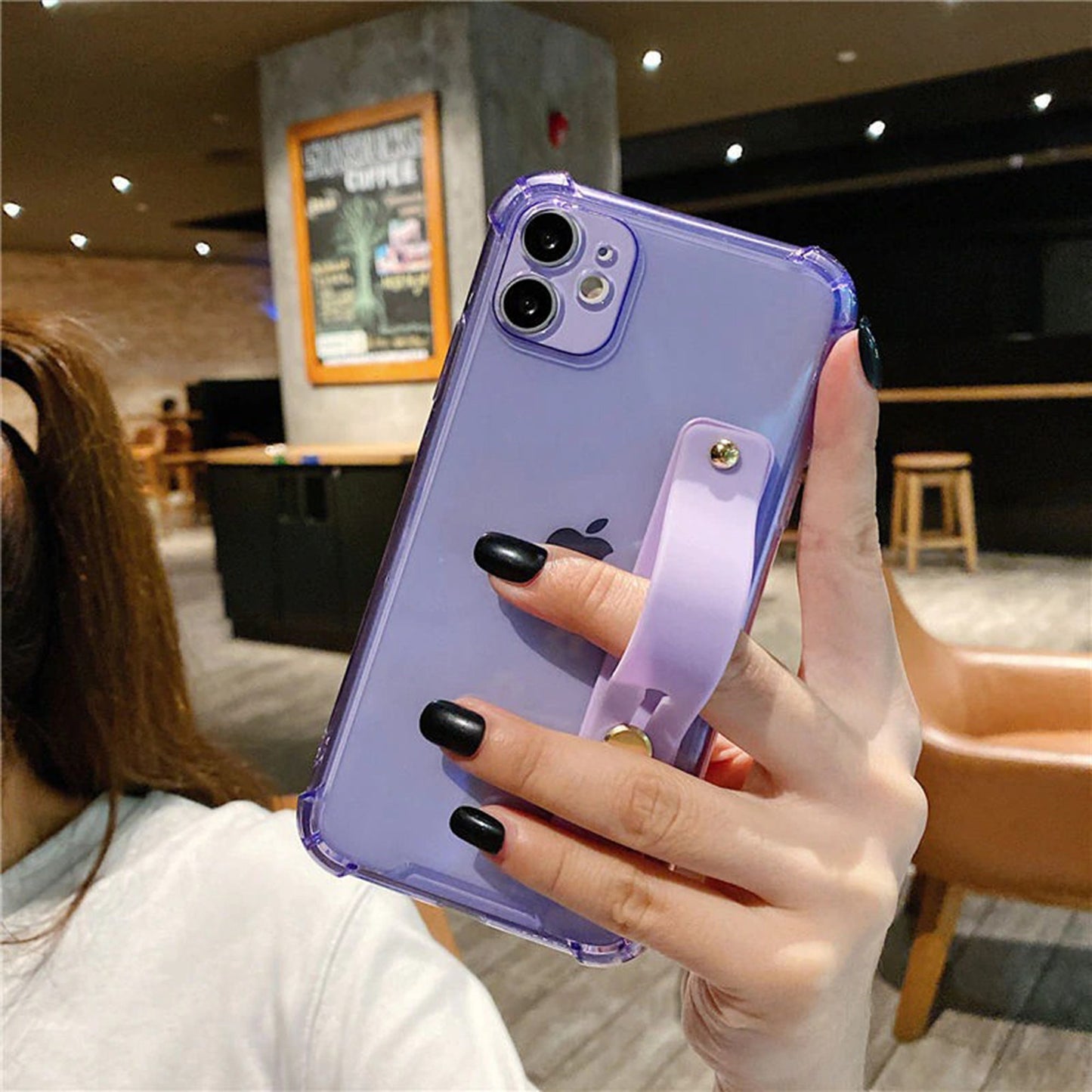 Neon Wrist Strap Transparent iPhone 15 14 13 12 11 Pro Max case Kawaii iPhone 15 14 13 12 11 Pro case Cute iPhone XS Max XR X 8 Plus SE Case