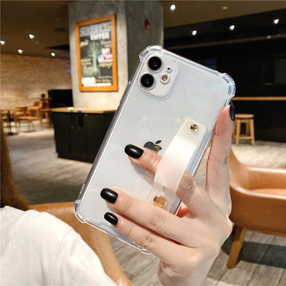 Neon Wrist Strap Transparent iPhone 15 14 13 12 11 Pro Max case Kawaii iPhone 15 14 13 12 11 Pro case Cute iPhone XS Max XR X 8 Plus SE Case