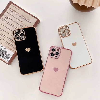 Cute Gold Heart iPhone Case - URBANLUSA