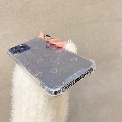 Colorful Laser Heart Bumper Phone Case for iPhone 14 13 12 11 Pro Max iPhone 14 13 12 11 Case iPhone X XR XS Max Case iPhone 7 8 SE Case