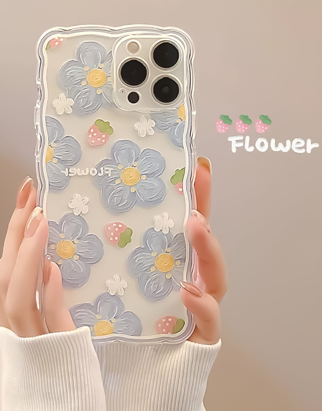 Aesthetic Vintage Wavy Blue Floral iPhone Case - URBANLUSA