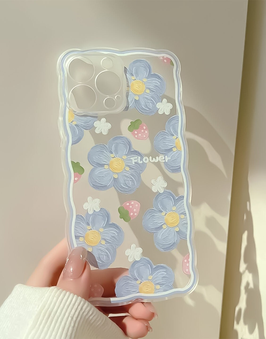 Aesthetic Vintage Wavy Blue Floral iPhone Case - URBANLUSA