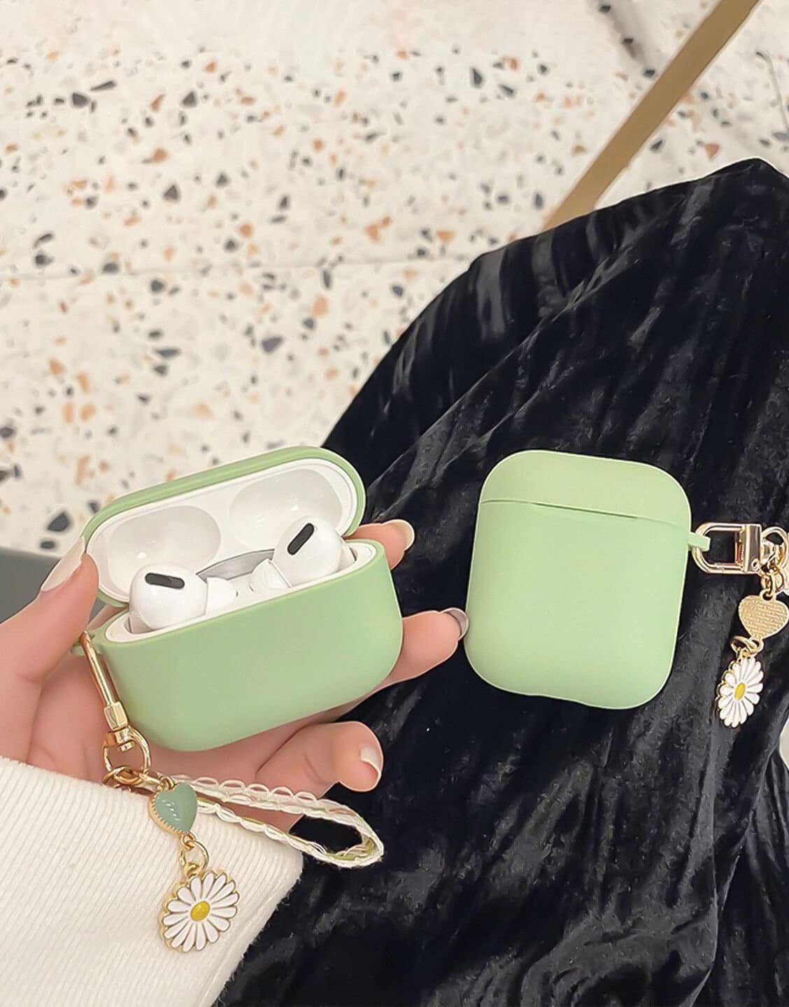 Lovely Daisy Sage Green AirPods Case - URBANLUSA