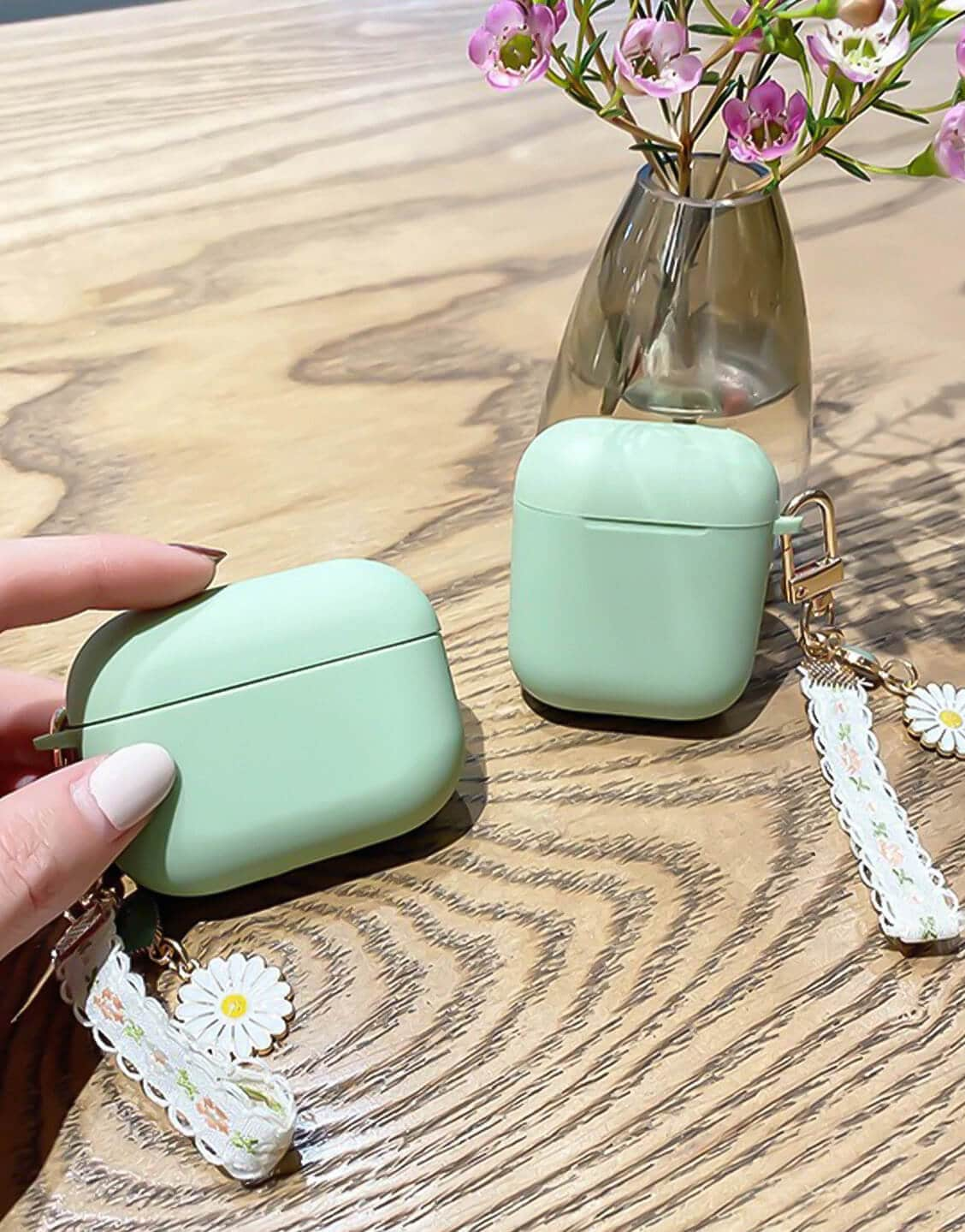 Lovely Daisy Sage Green AirPods Case - URBANLUSA