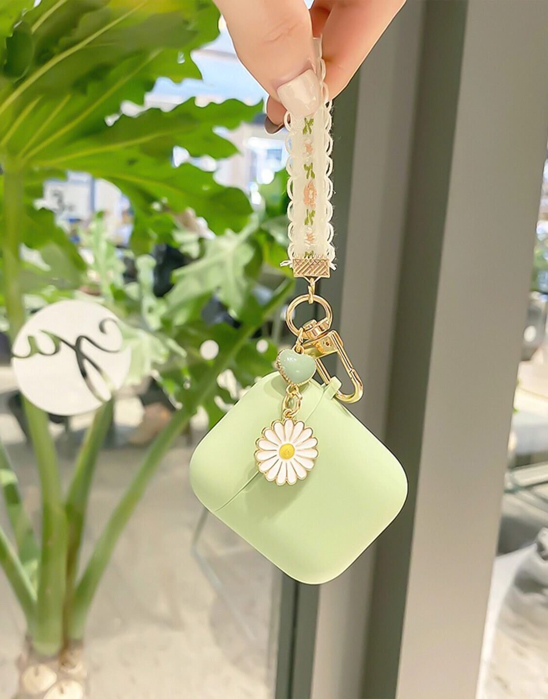 Lovely Daisy Sage Green AirPods Case - URBANLUSA