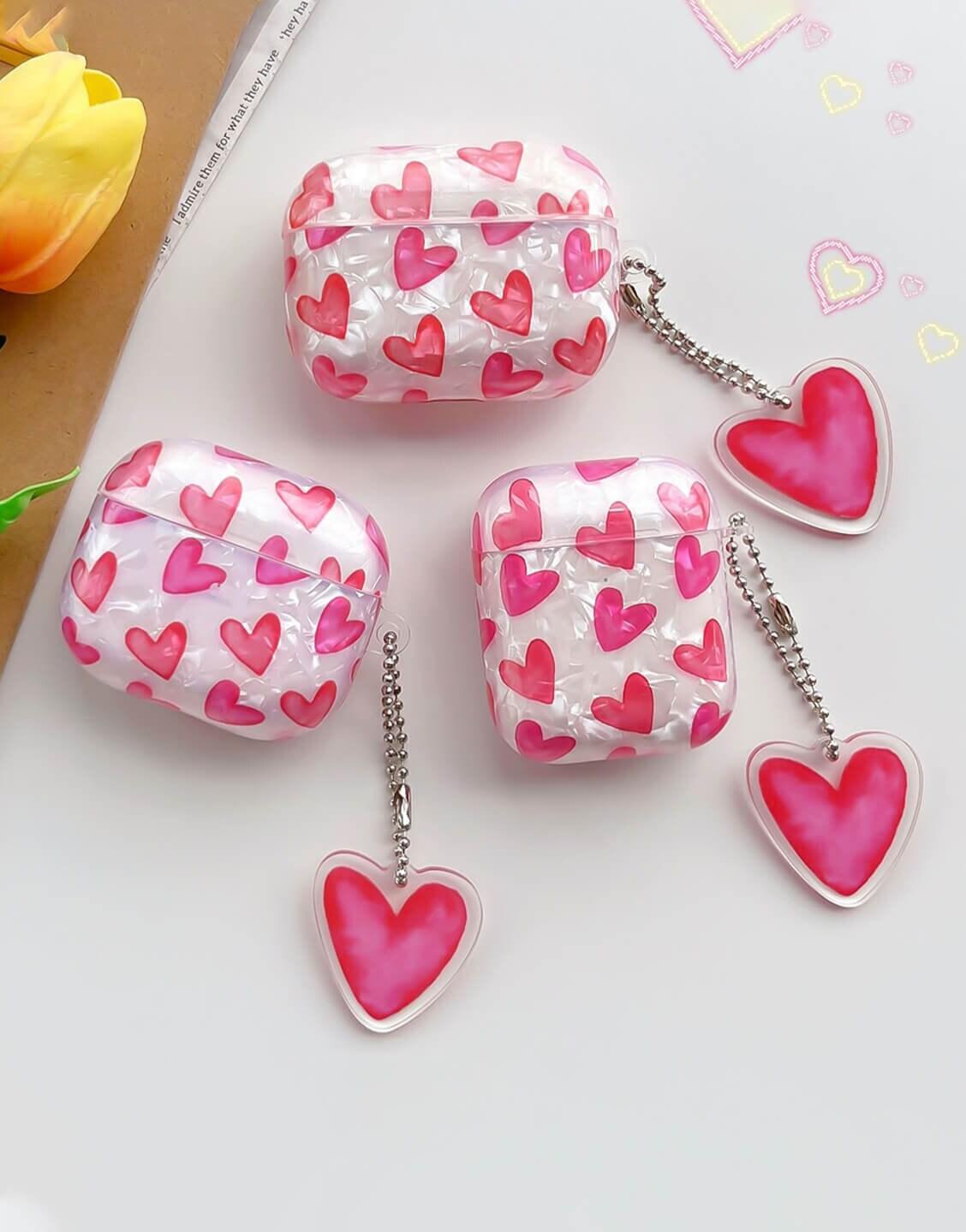 Pink Heart Protective AirPods Case - URBANLUSA