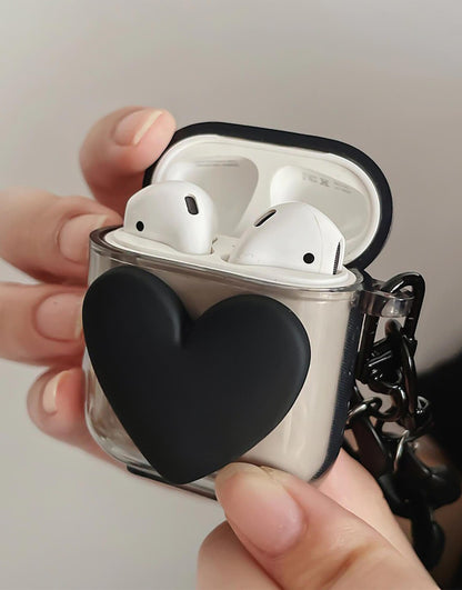 Clear Black Heart AirPods Case - URBANLUSA