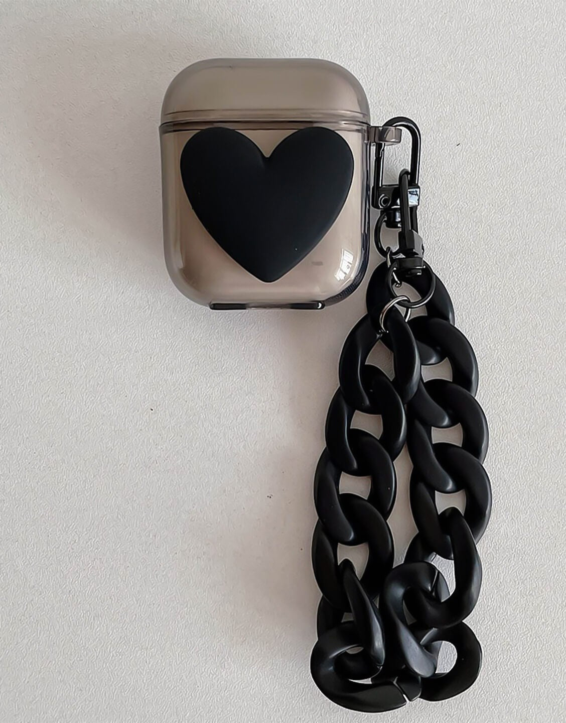 Clear Black Heart AirPods Case - URBANLUSA