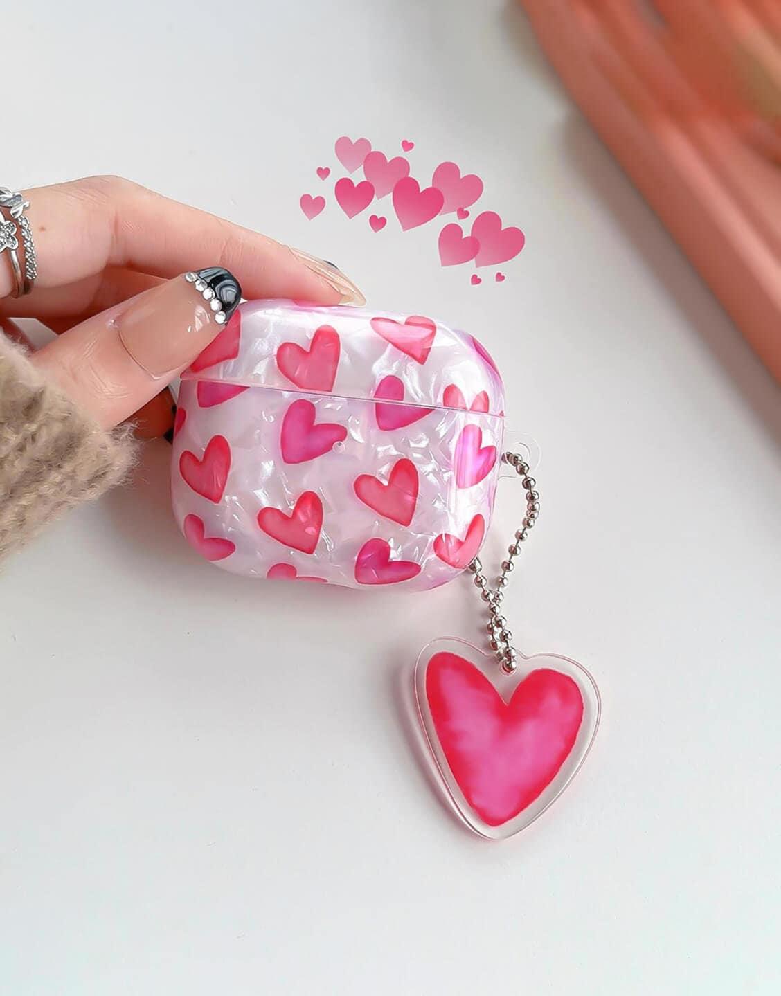 Pink Heart Protective AirPods Case - URBANLUSA