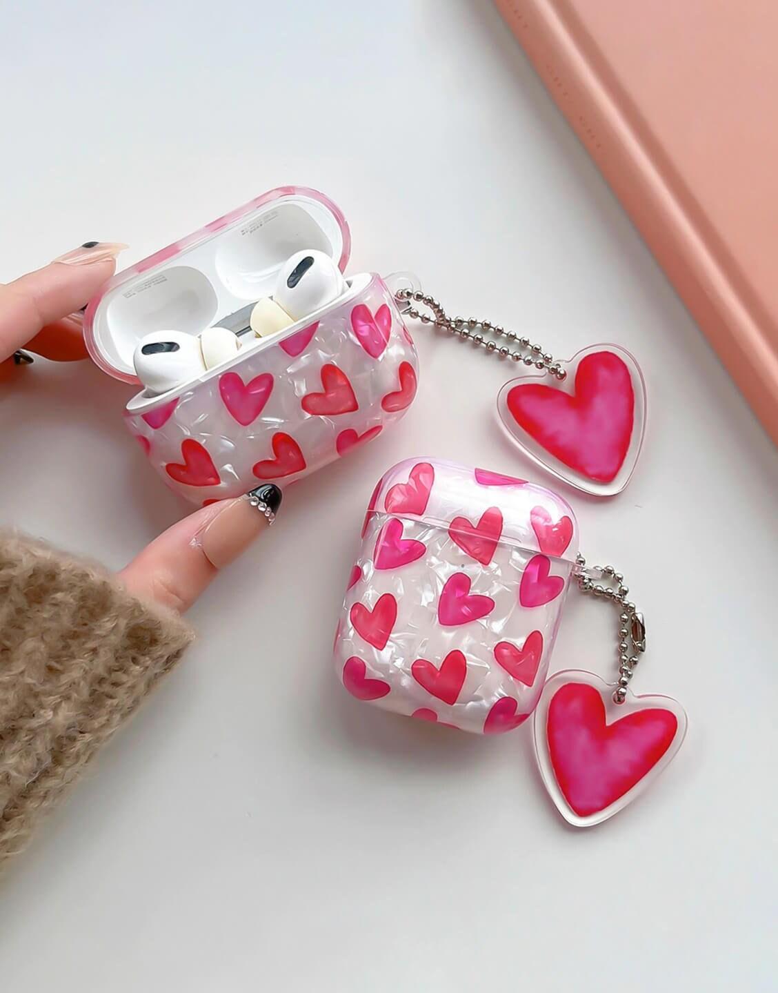 Pink Heart Protective AirPods Case - URBANLUSA