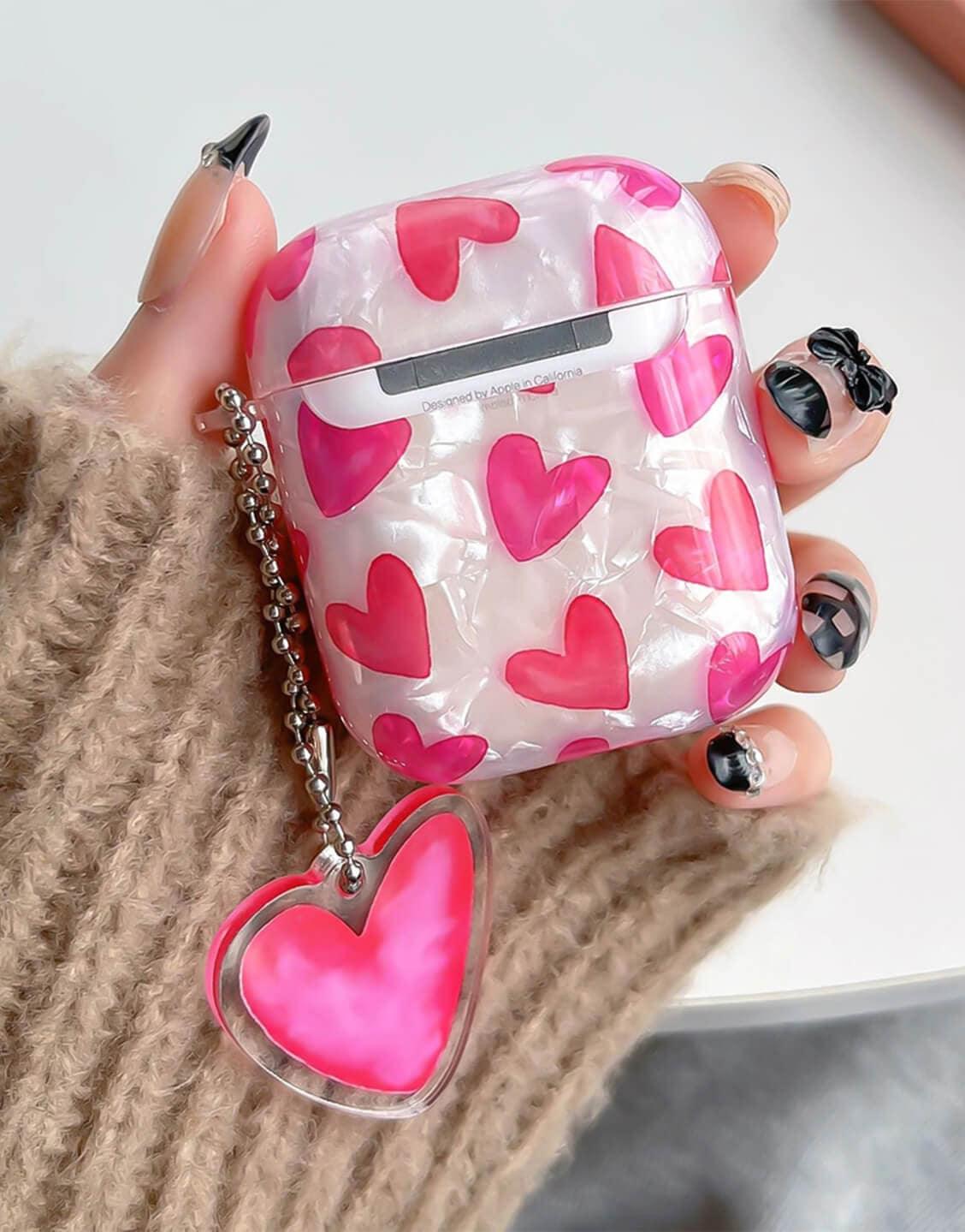 Pink Heart Protective AirPods Case - URBANLUSA