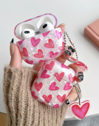 Pink Heart Protective AirPods Case - URBANLUSA