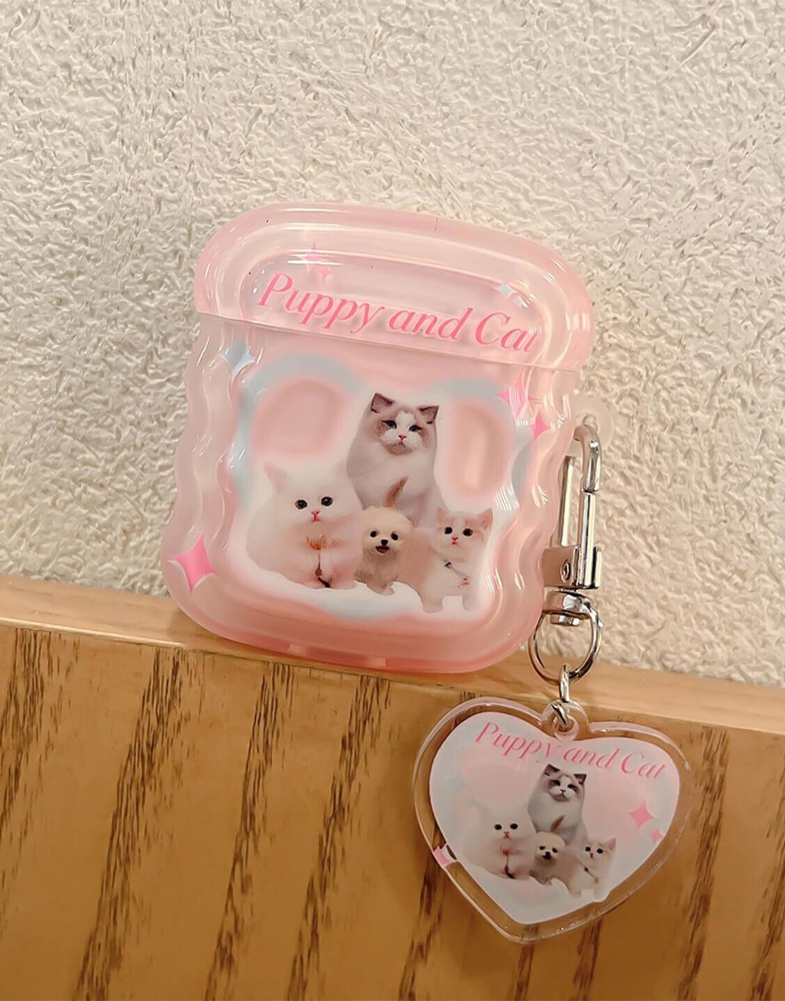 Aesthetic Cute Pink Kitten Puppy AirPods Case - URBANLUSA