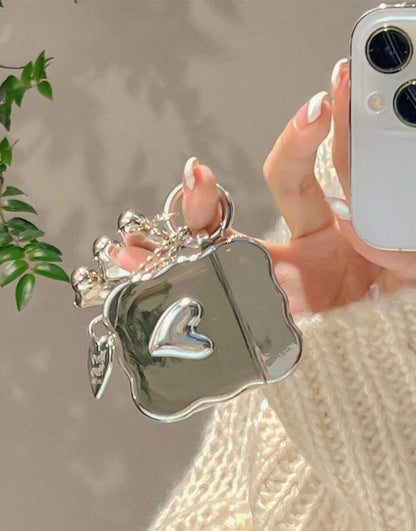 Aesthetic Silver Heart AirPods Case - URBANLUSA